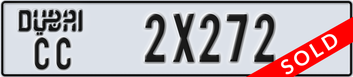 dubai License Plate Number 2X272 Code CC