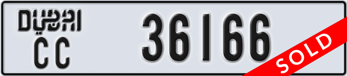 dubai License Plate Number 36166 Code CC