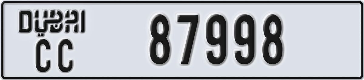 dubai License Plate Number 87998 Code CC