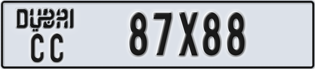 dubai License Plate Number 87X88 Code CC