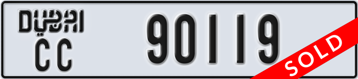 dubai License Plate Number 90119 Code CC