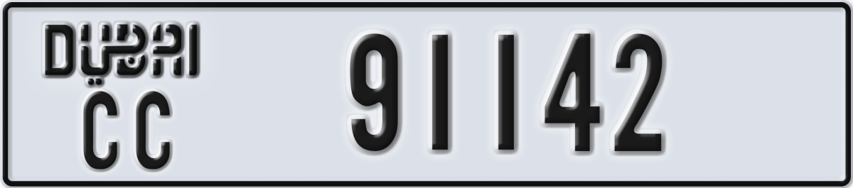 dubai License Plate Number 91142 Code CC