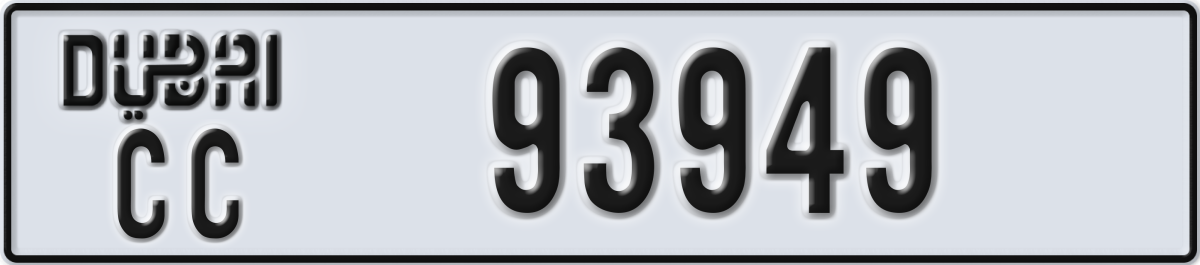 dubai License Plate Number 93949 Code CC