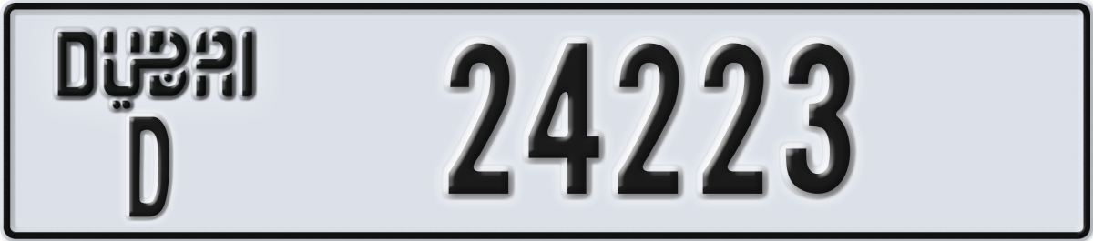 dubai License Plate Number 24223 Code D