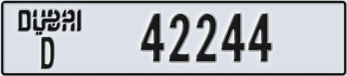 dubai License Plate Number 42244 Code D