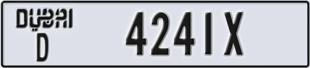 dubai License Plate Number 4241X Code D