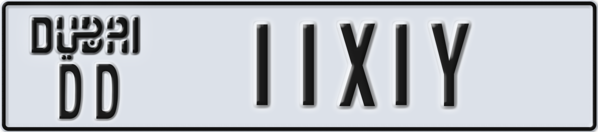 dubai License Plate Number 11X1Y Code DD