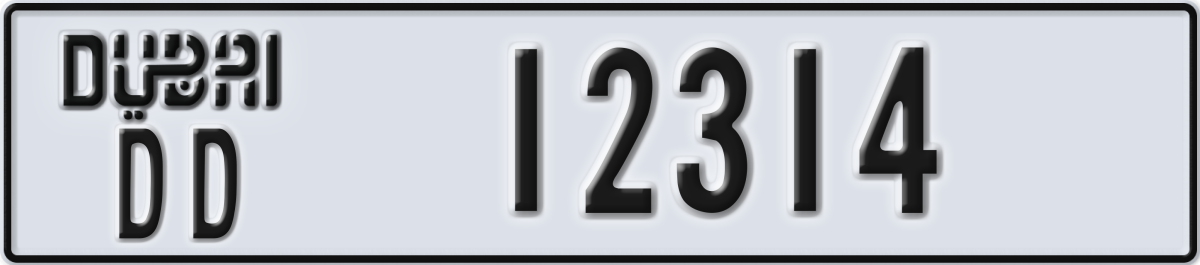 dubai License Plate Number 12314 Code DD
