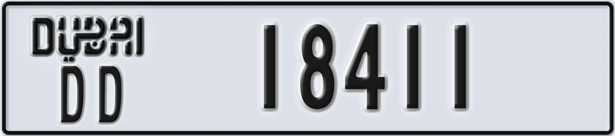dubai License Plate Number 18411 Code DD