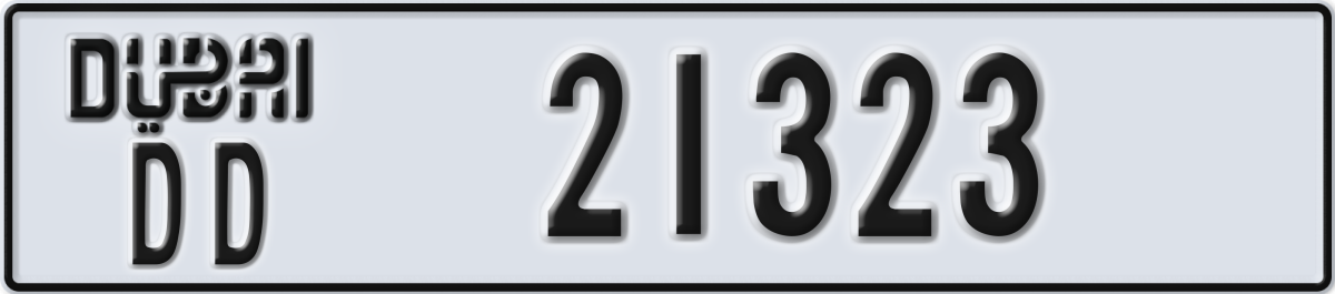 dubai License Plate Number 21323 Code DD