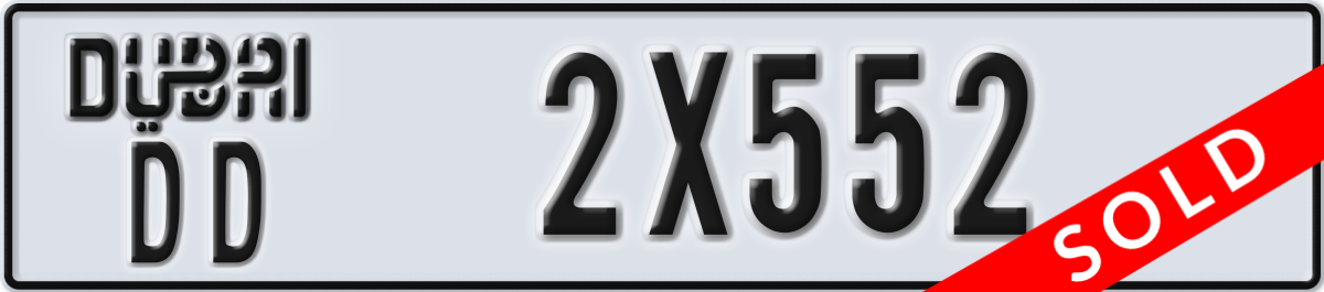 dubai License Plate Number 2X552 Code DD