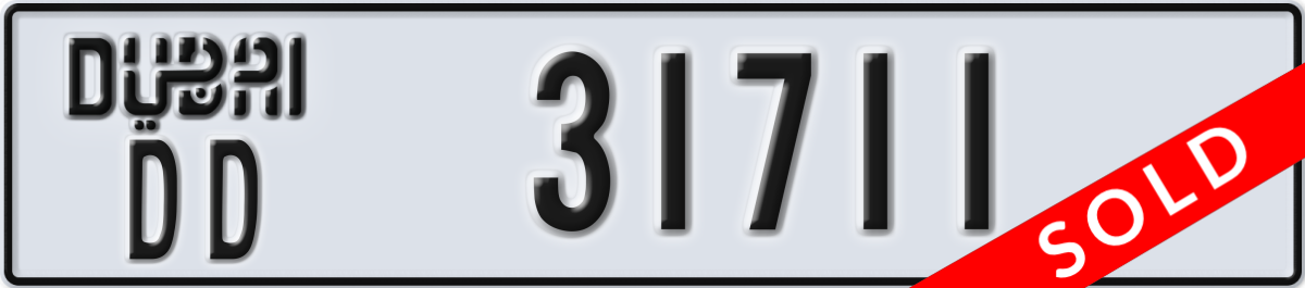 dubai License Plate Number 31711 Code DD