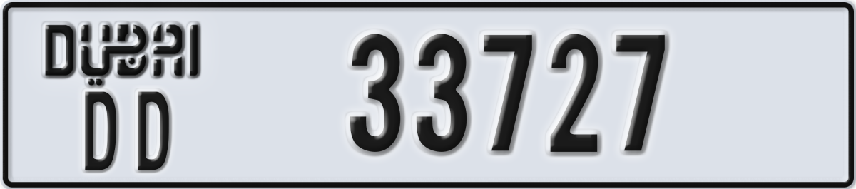 dubai License Plate Number 33727 Code DD