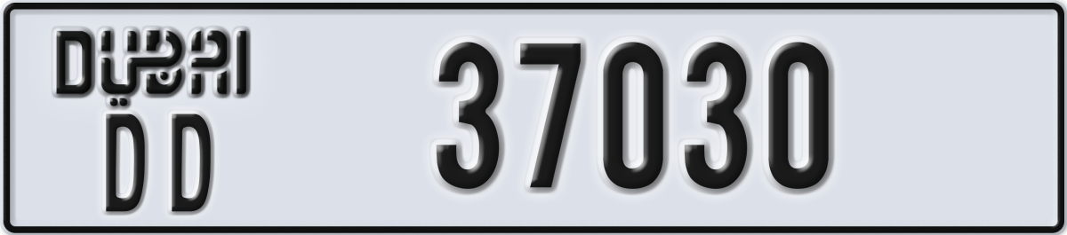 dubai License Plate Number 37030 Code DD