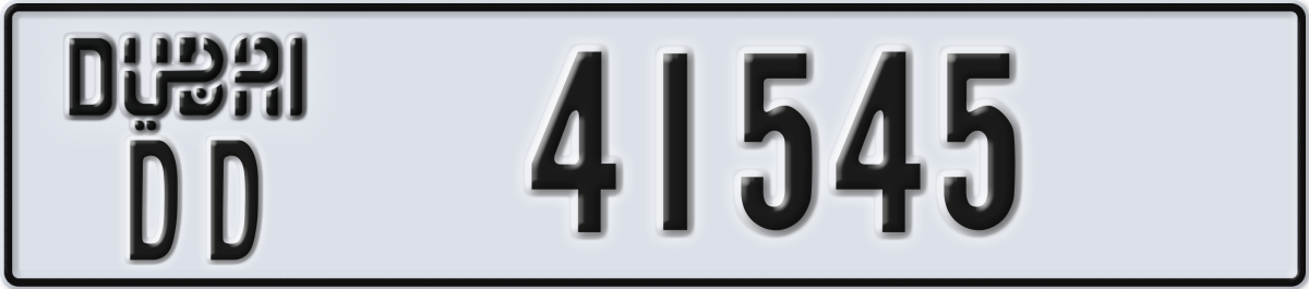 dubai License Plate Number 41545 Code DD