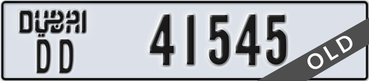 dubai License Plate Number 41545 Code DD