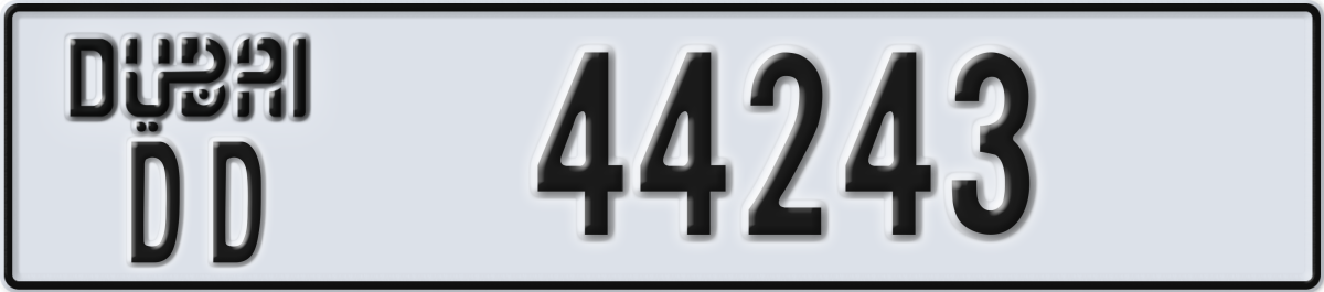 dubai License Plate Number 44243 Code DD