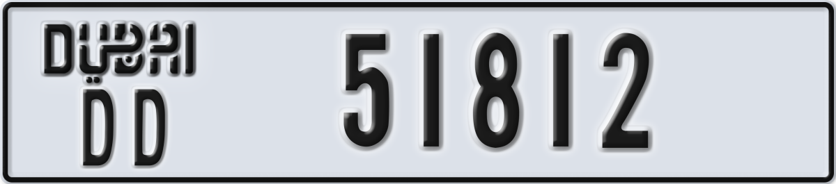 dubai License Plate Number 51812 Code DD