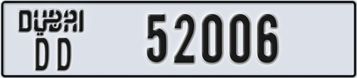dubai License Plate Number 52006 Code DD