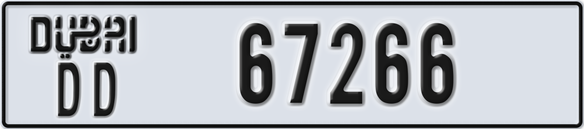 dubai License Plate Number 67266 Code DD