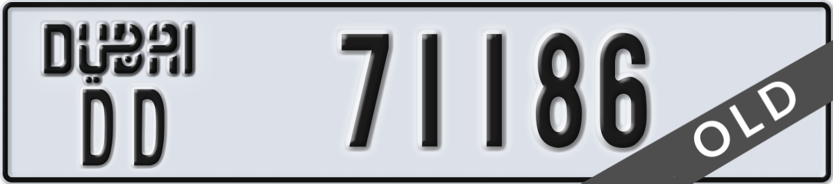 dubai License Plate Number 71186 Code DD