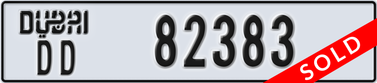 dubai License Plate Number 82383 Code DD