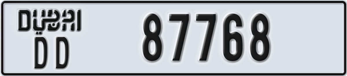 dubai License Plate Number 87768 Code DD