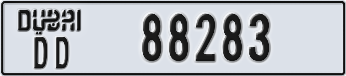 dubai License Plate Number 88283 Code DD