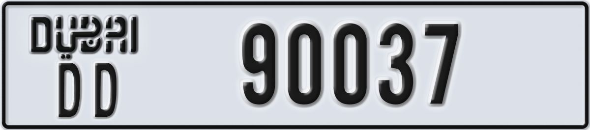 dubai License Plate Number 90037 Code DD
