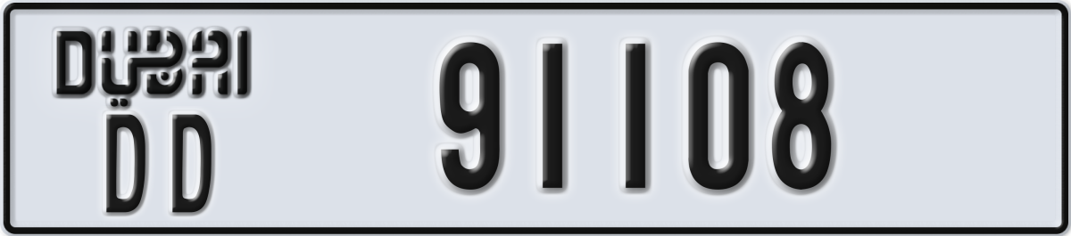 dubai License Plate Number 91108 Code DD