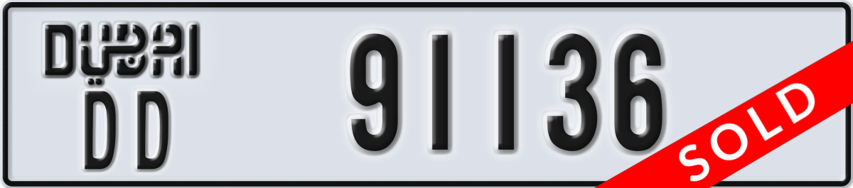 dubai License Plate Number 91136 Code DD