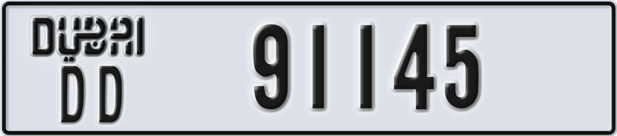 dubai License Plate Number 91145 Code DD