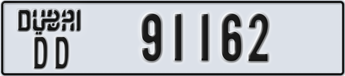 dubai License Plate Number 91162 Code DD