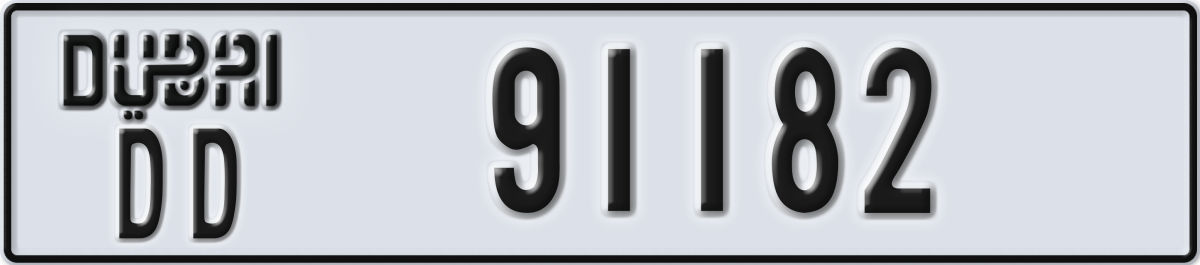 dubai License Plate Number 91182 Code DD