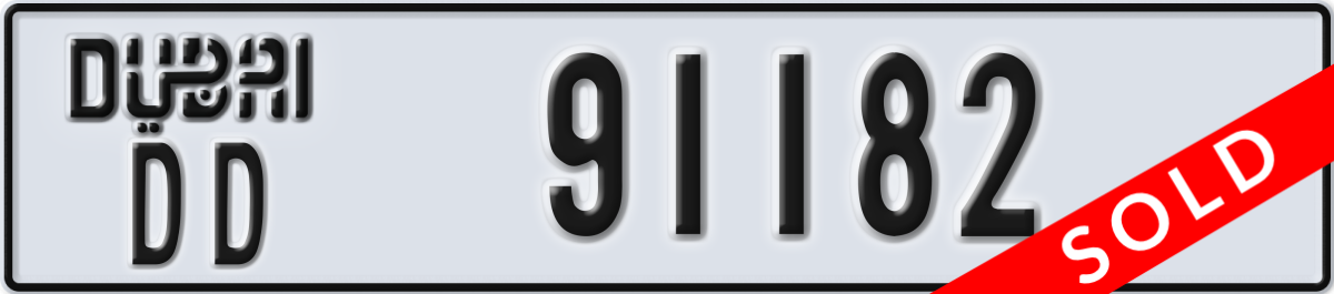 dubai License Plate Number 91182 Code DD