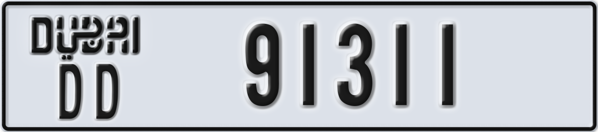 dubai License Plate Number 91311 Code DD