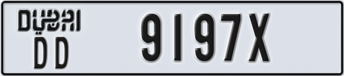 dubai License Plate Number 9197X Code DD