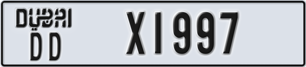 dubai License Plate Number X1997 Code DD