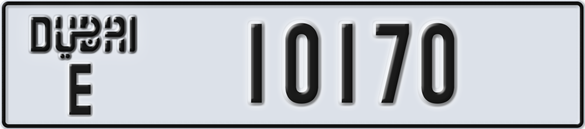 dubai License Plate Number 10170 Code E