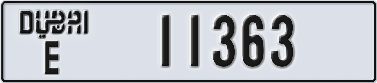 dubai License Plate Number 11363 Code E