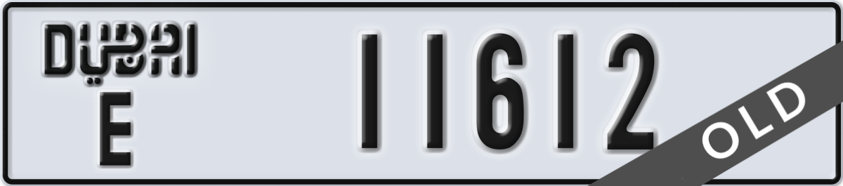 dubai License Plate Number 11612 Code E