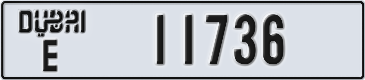 dubai License Plate Number 11736 Code E