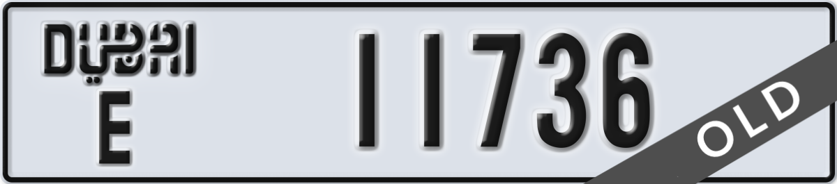 dubai License Plate Number 11736 Code E