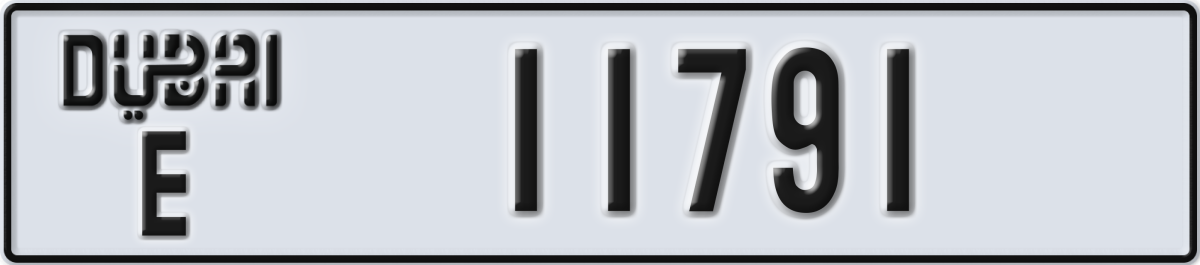 dubai License Plate Number 11791 Code E