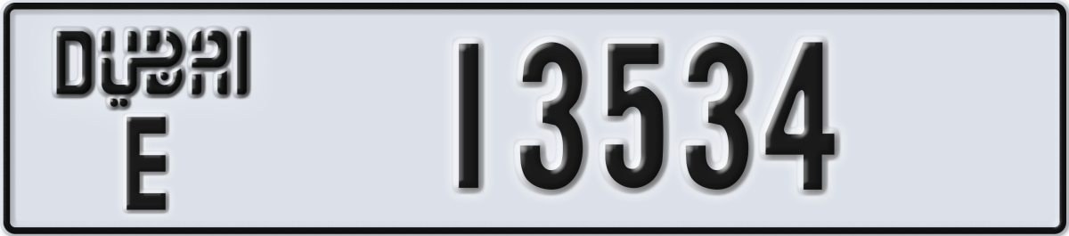 dubai License Plate Number 13534 Code E
