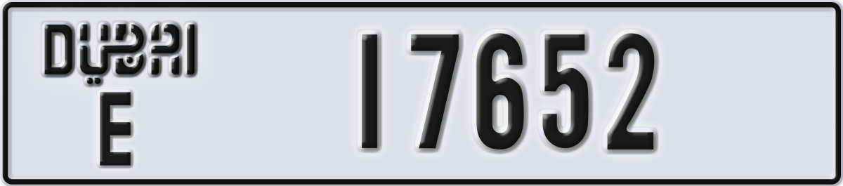 dubai License Plate Number 17652 Code E