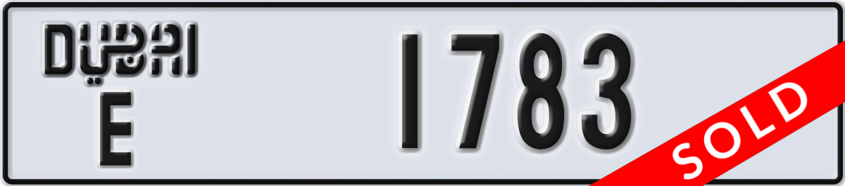 dubai License Plate Number 1783 Code E