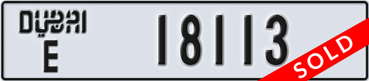 dubai License Plate Number 18113 Code E