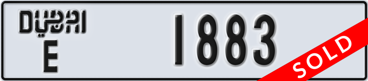 dubai License Plate Number 1883 Code E