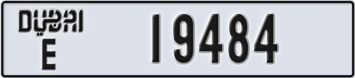 dubai License Plate Number 19484 Code E